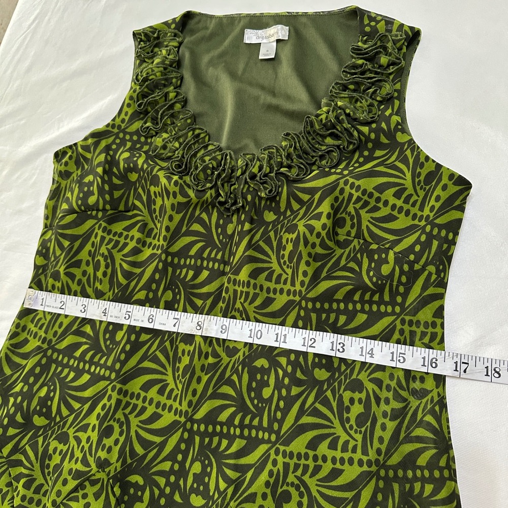 Dressbarn Ruffle Tiered Midi Dress Womens 6 Green Whimsigoth Fairycore Garden - Picture 8 of 13